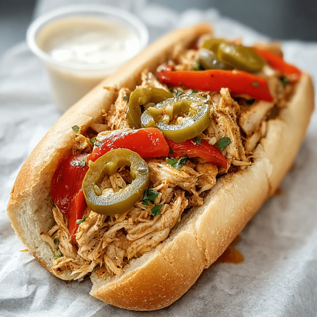 Healthy Crockpot Chicken Philly Cheesesteak Recipe - Recipe Image