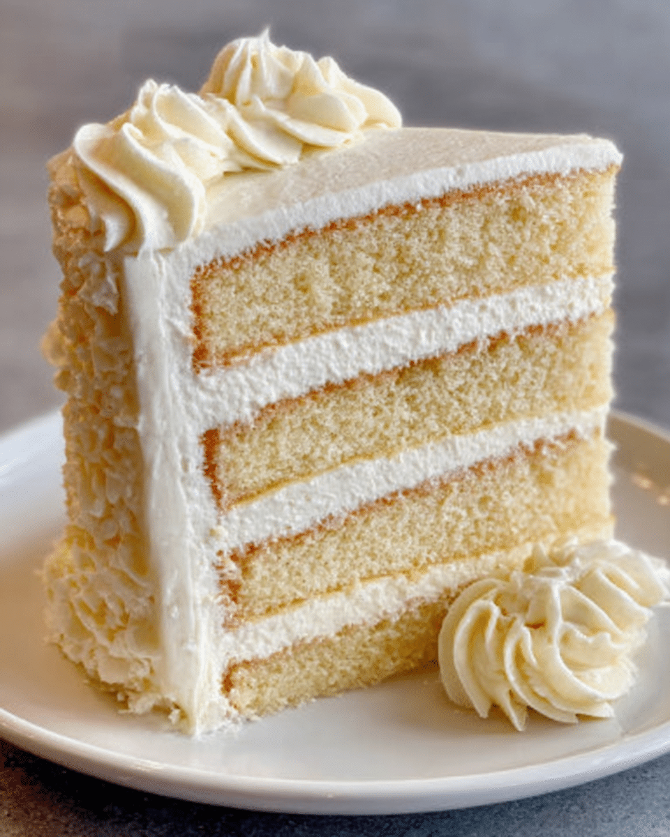 Moist and Rich White Velvet Cake with Vanilla Buttercream Recipe