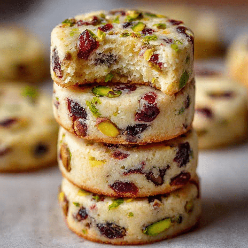 Cranberry Pistachio Shortbread Cookies Recipe - Recipe Image