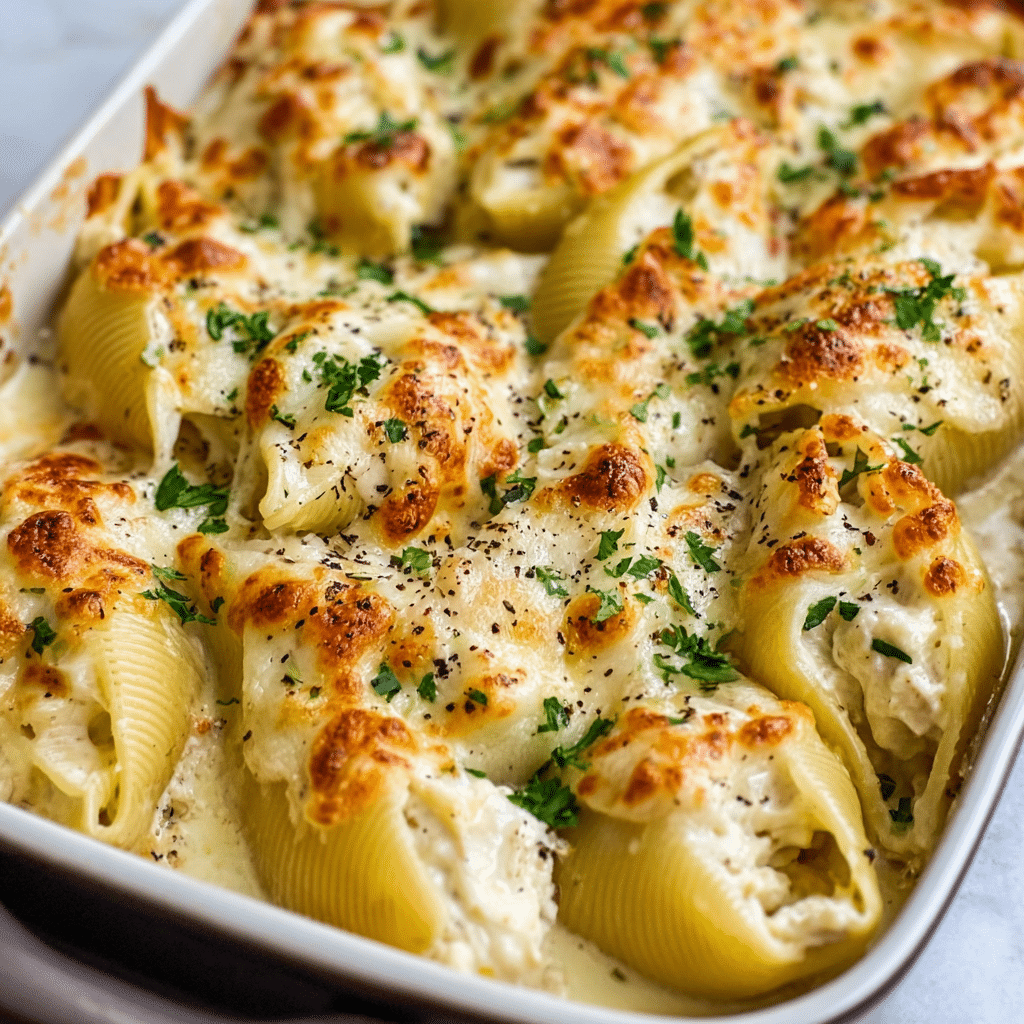 Million Dollar Chicken Alfredo Stuffed Shells Recipe - Recipe Image