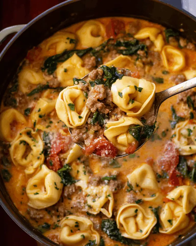 One Pot Italian Sausage Tortellini Soup Recipe