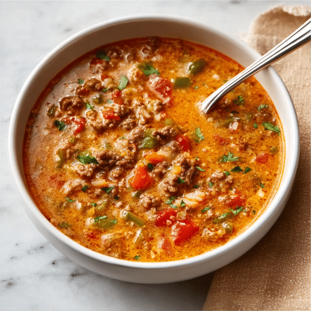 Stuffed Pepper Soup Recipe (Culver's Copycat) Recipe - Recipe Image