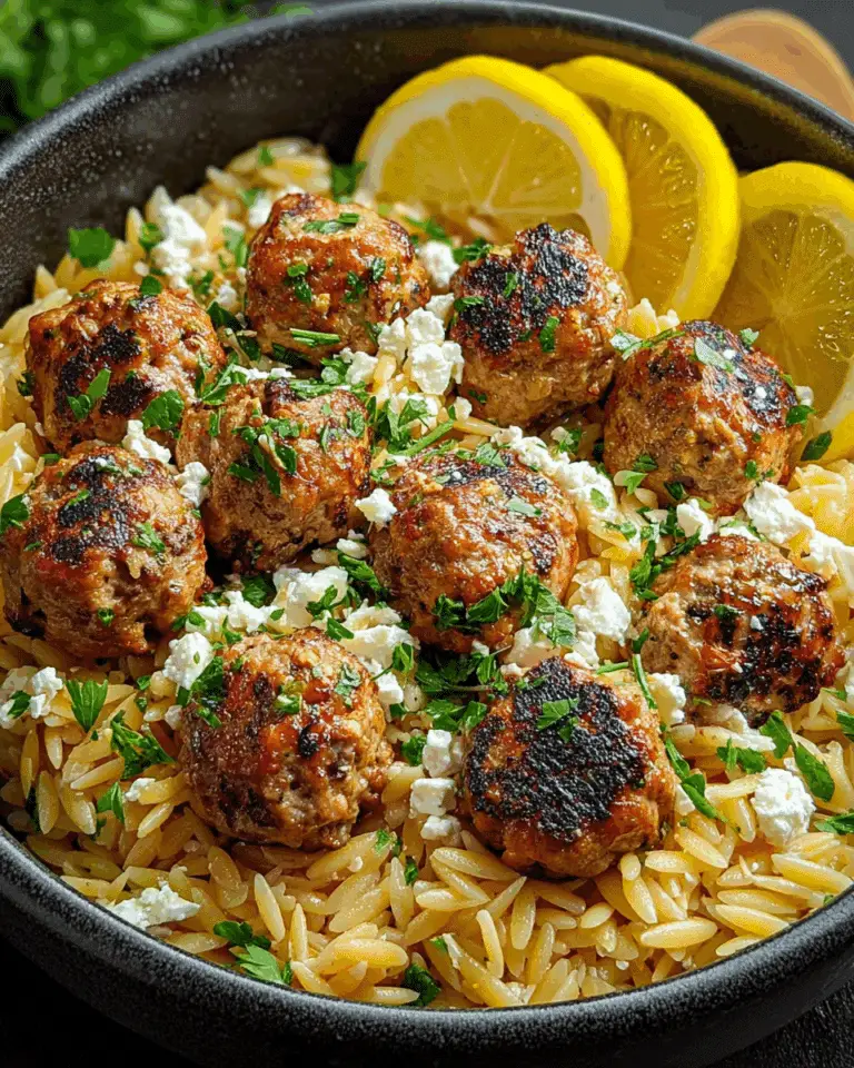 One-Pan Greek Chicken Meatballs and Lemon Orzo Recipe