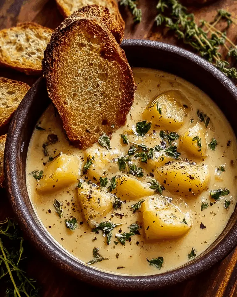 Hearty Cheddar Garlic Herb Potato Soup Recipe