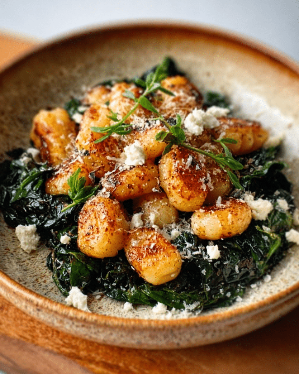 Crispy Gnocchi With Spinach And Feta Recipe
