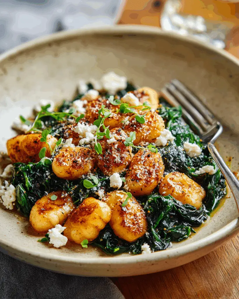 Crispy Gnocchi With Spinach And Feta Recipe