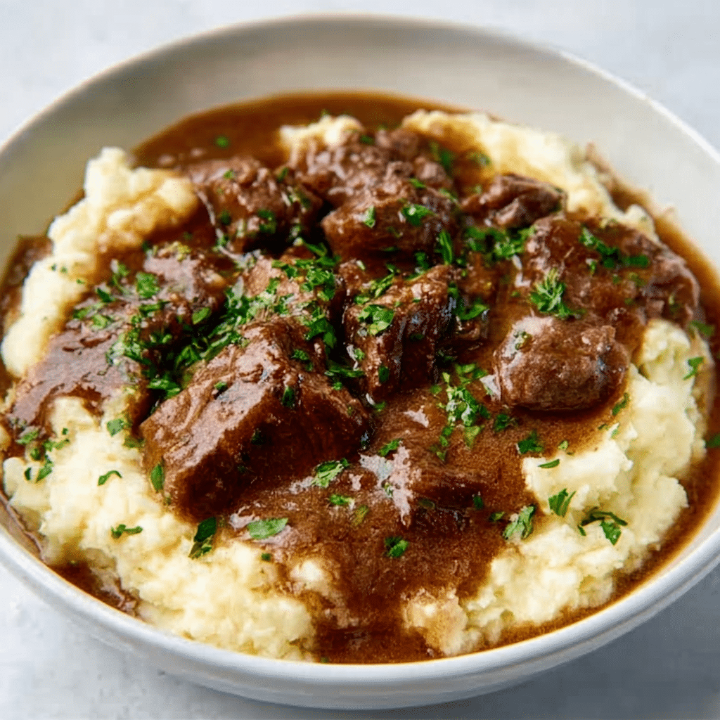 SIRLOIN TIPS IN GRAVY – EASY HALAL BEEF DINNER RECIPE - Recipe Image