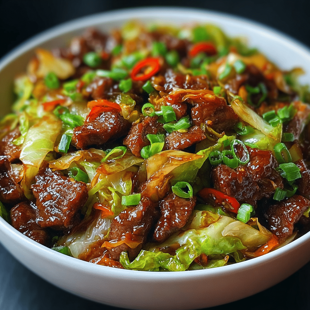 Meat with Crisp Cabbage in Garlic Sauce Recipe - Recipe Image