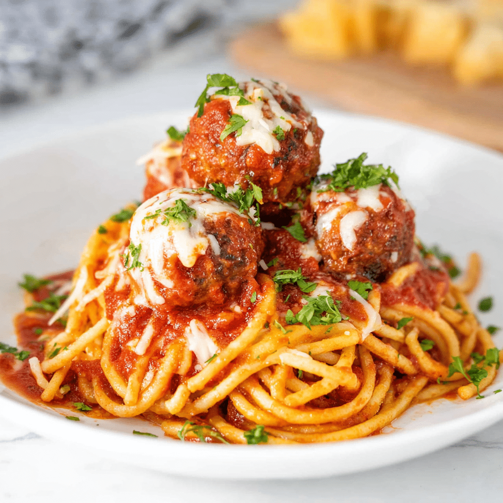 Baked Spaghetti and Meatballs Recipe - Recipe Image
