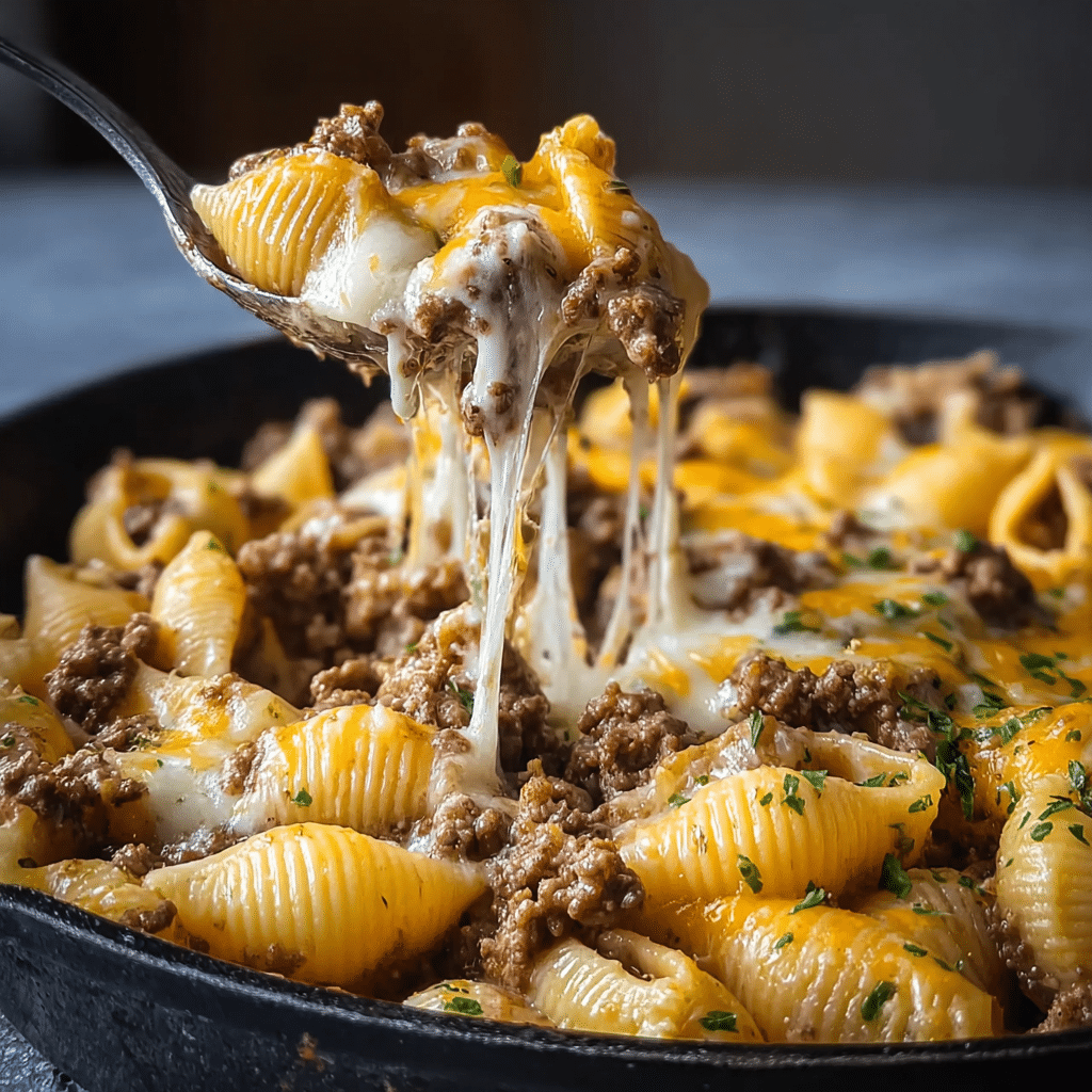 Crockpot Cheesy Ranch Beef Pasta Shells Recipe - Recipe Image
