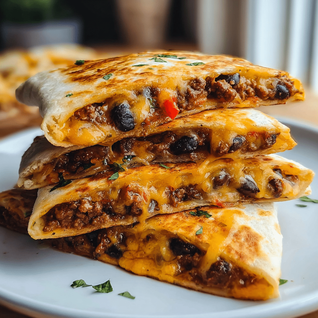 cheesy ground beef quesadillas: amazing dinner Recipe - Recipe Image
