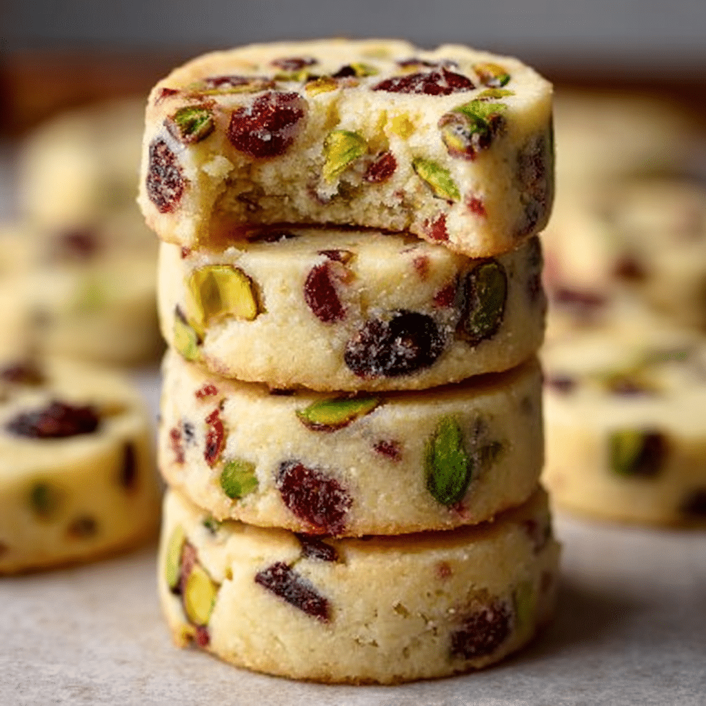 Cranberry Pistachio Shortbread Cookies Recipe - Recipe Image
