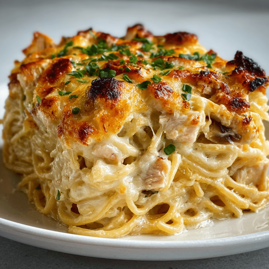 Cheesy Chicken Spaghetti Casserole Recipe - Recipe Image