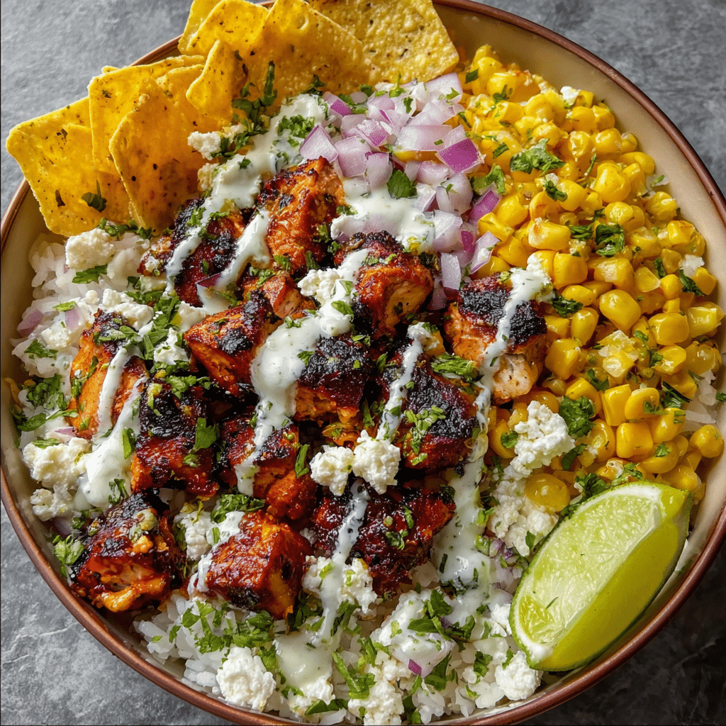 street corn chicken rice bowl recipe - Recipe Image