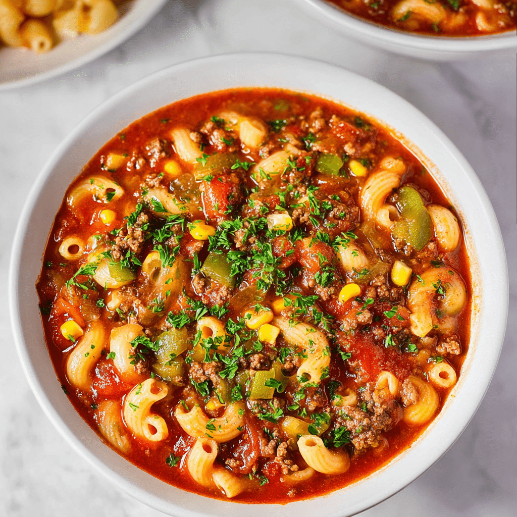 Hamburger Macaroni Soup Recipe - Recipe Image