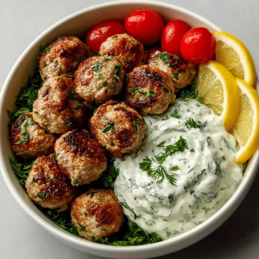 Greek Turkey Meatballs with Tzatziki Recipe - Recipe Image