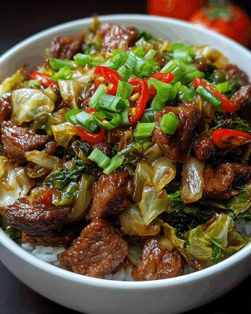 Meat with Crisp Cabbage in Garlic Sauce Recipe
