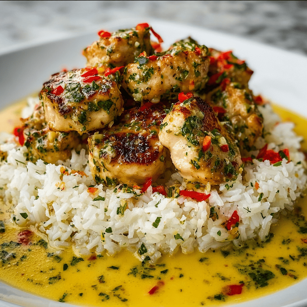 Chicken Scampi with Creamy Garlic Parmesan Rice Recipe - Recipe Image
