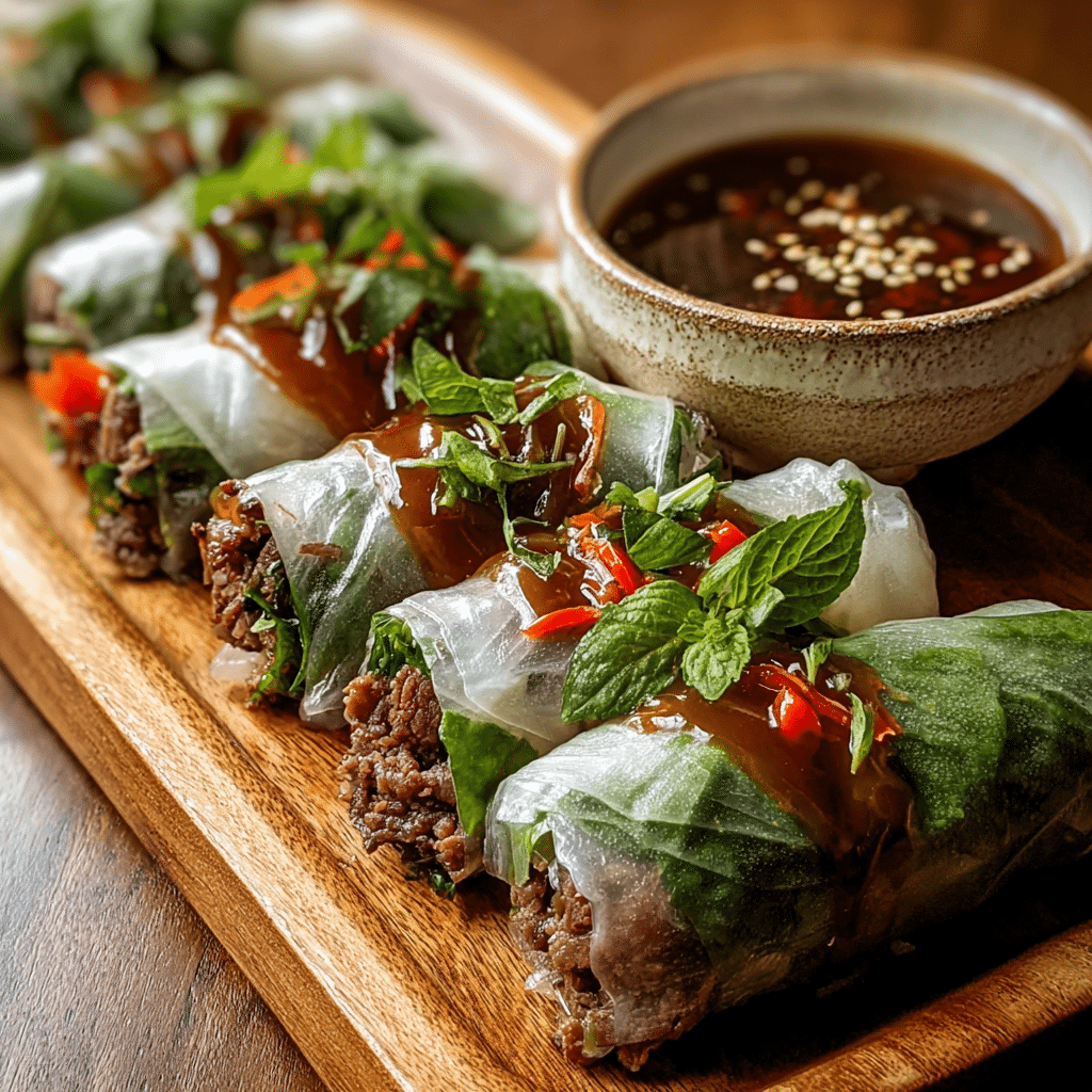 Thai Basil Beef Rolls Recipe - Recipe Image
