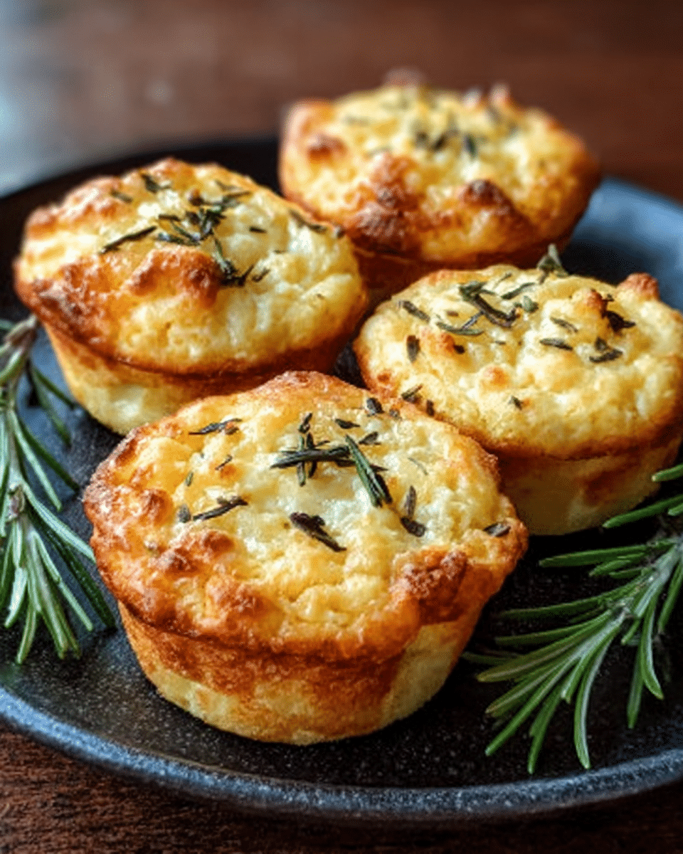 easy golden crust garlic rosemary focaccia muffins recipe