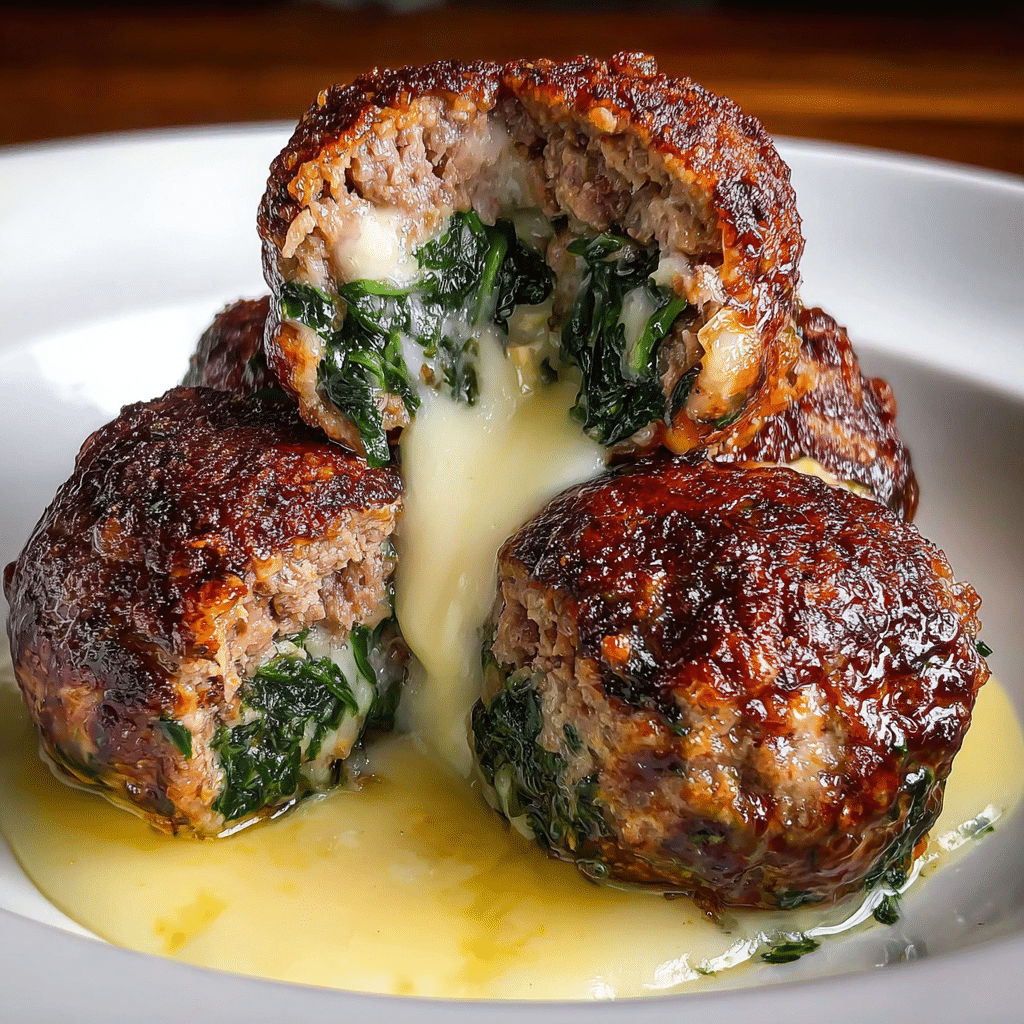 Spinach Garlic Mozzarella Meatballs Recipe - Recipe Image