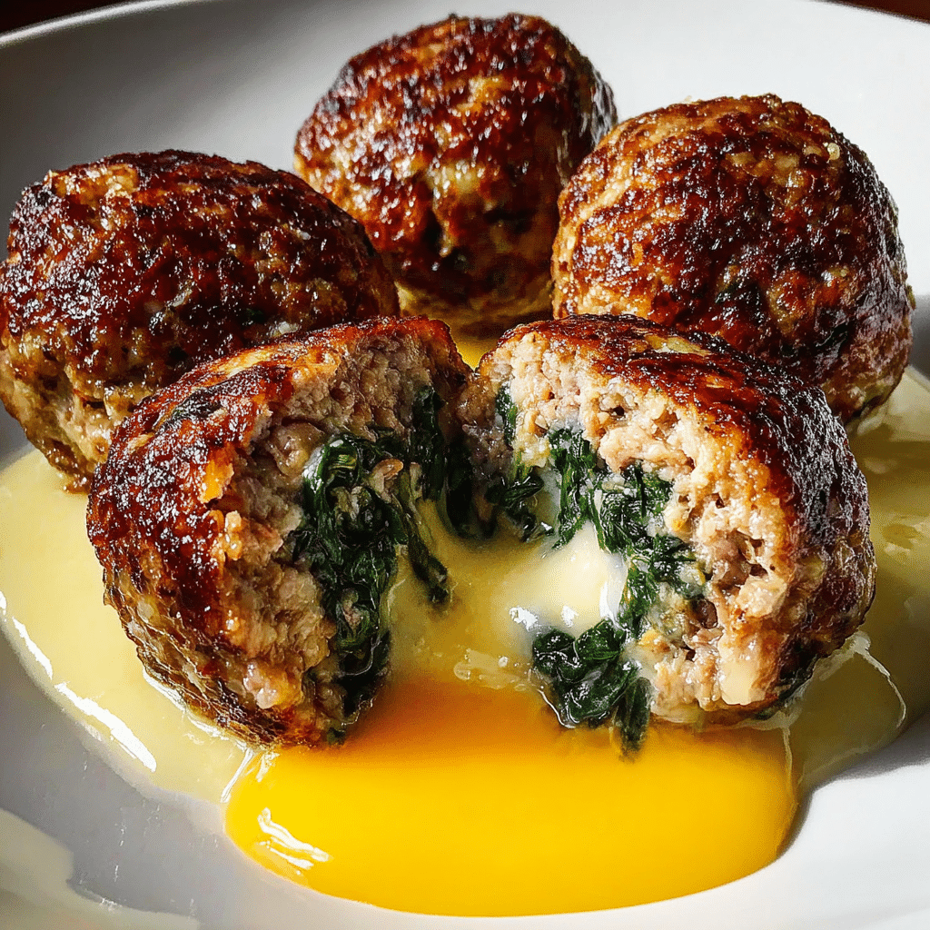 Spinach Garlic Mozzarella Meatballs Recipe - Recipe Image