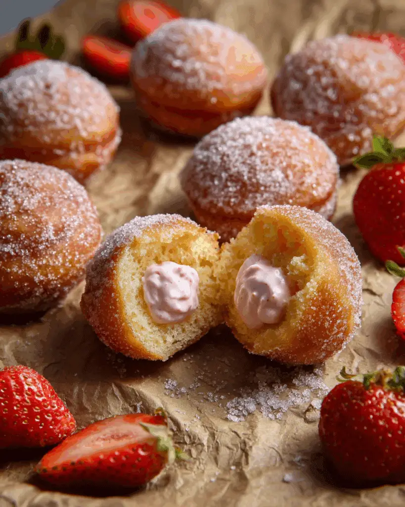 Strawberry Cheesecake Stuffed Donut Holes Recipe