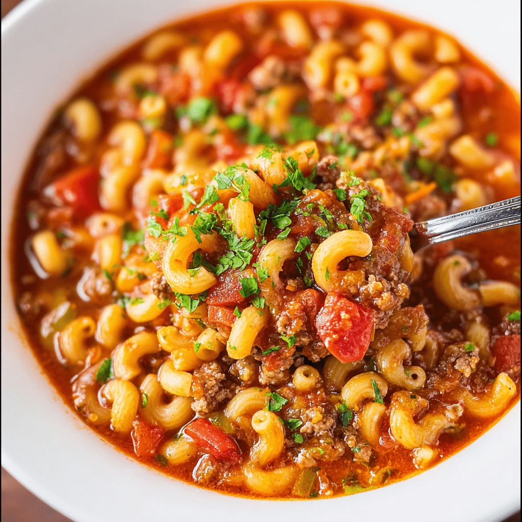 Hamburger Macaroni Soup Recipe - Recipe Image