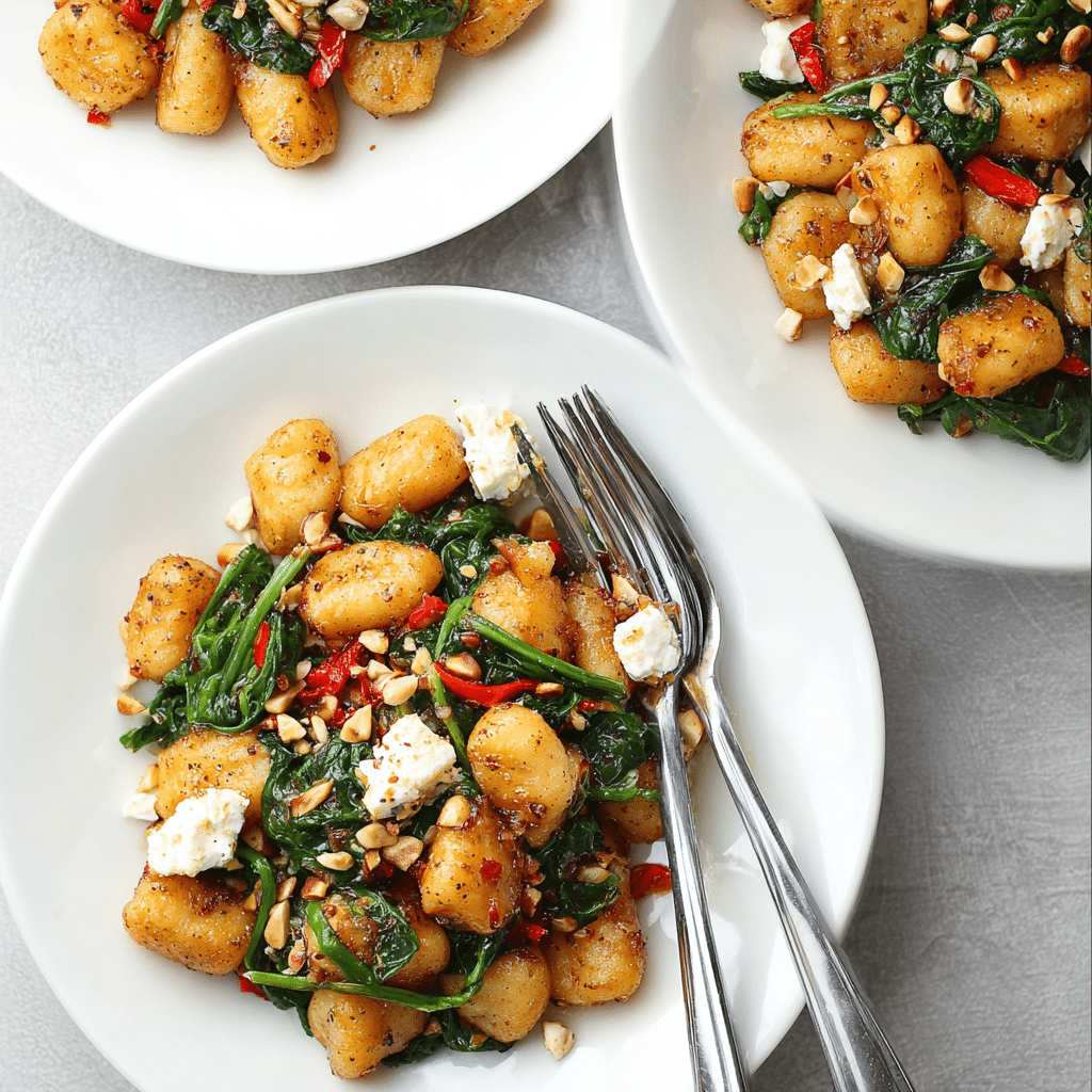 Crispy Gnocchi With Spinach And Feta Recipe - Recipe Image