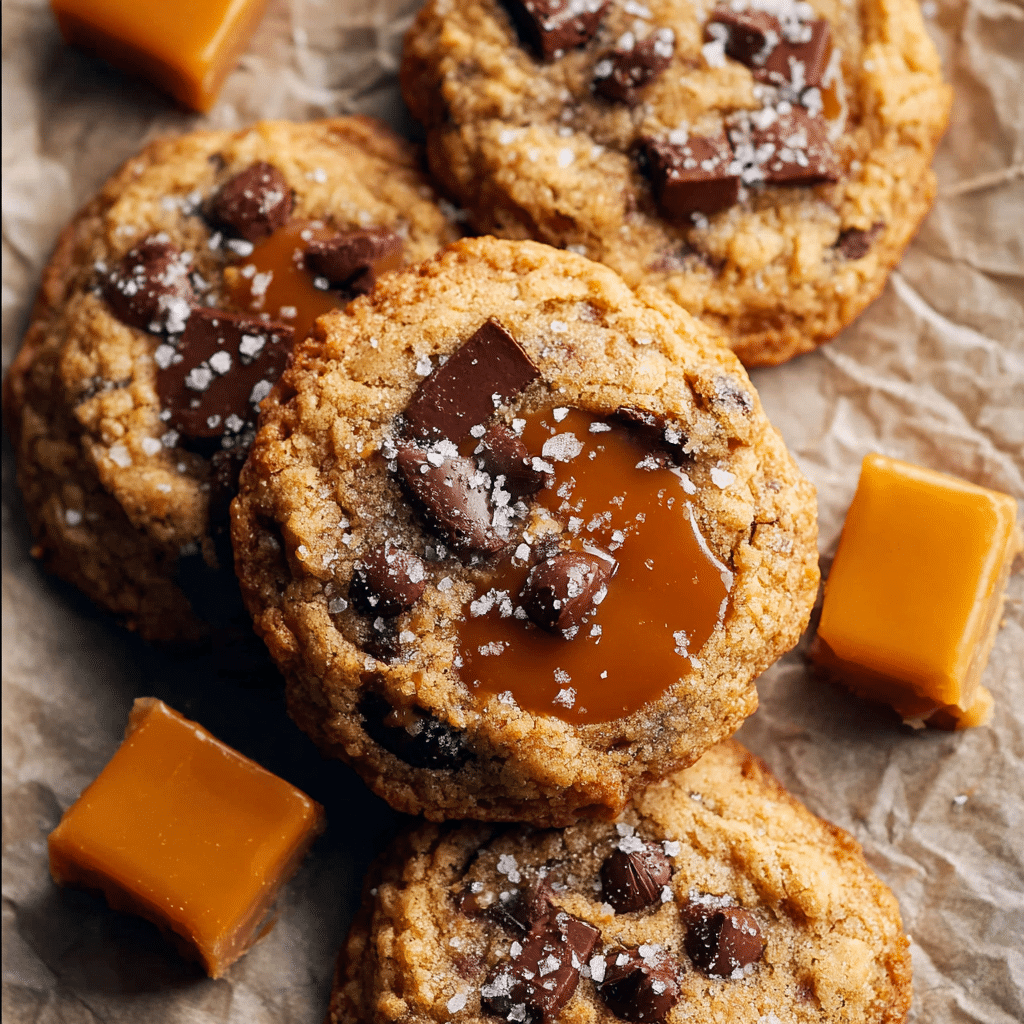 The Best Chewy Salted Caramel Chocolate Chip Cookies Recipe - Recipe Image