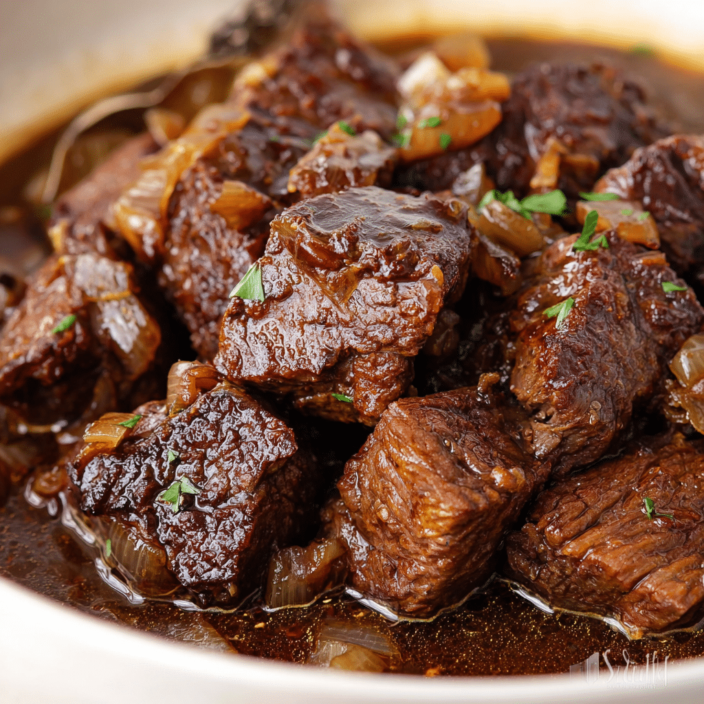 Easy Crockpot Steak Bites Recipe - Recipe Image