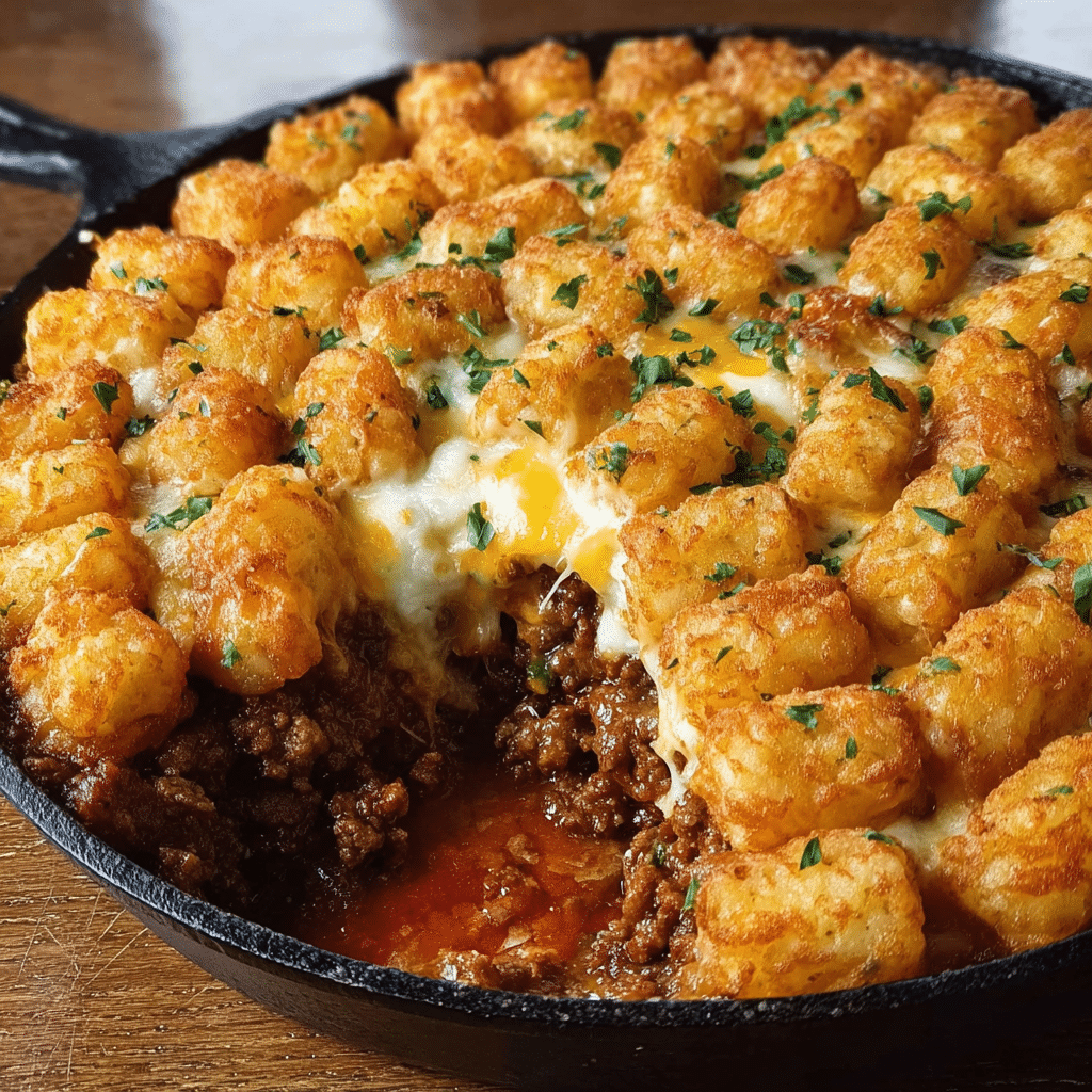 Sloppy Joe Tater Tot Casserole for Dinner Recipe - Recipe Image