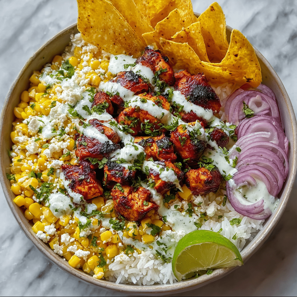 street corn chicken rice bowl recipe - Recipe Image
