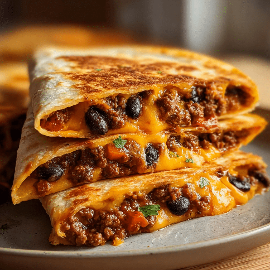cheesy ground beef quesadillas: amazing dinner Recipe - Recipe Image