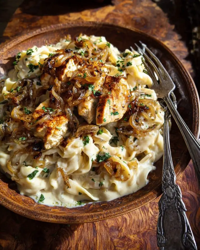 Crockpot Creamy French Onion Chicken and Orzo Recipe