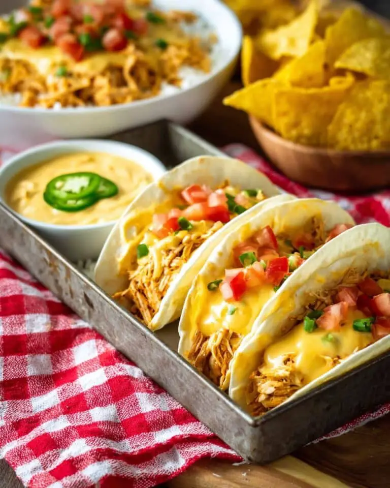 Slow Cooker Queso Chicken Tacos Recipe