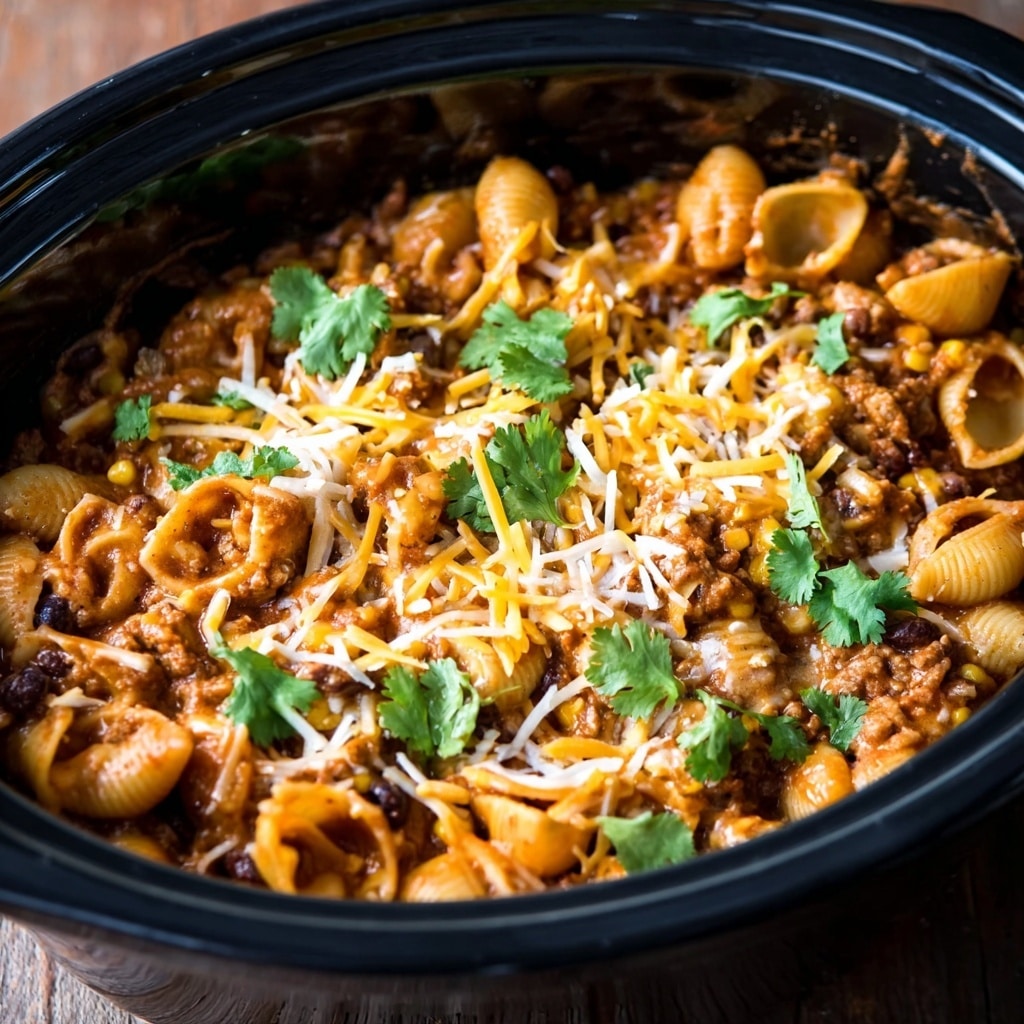 Slow Cooker Cheesy Taco Pasta Recipe - Recipe Image
