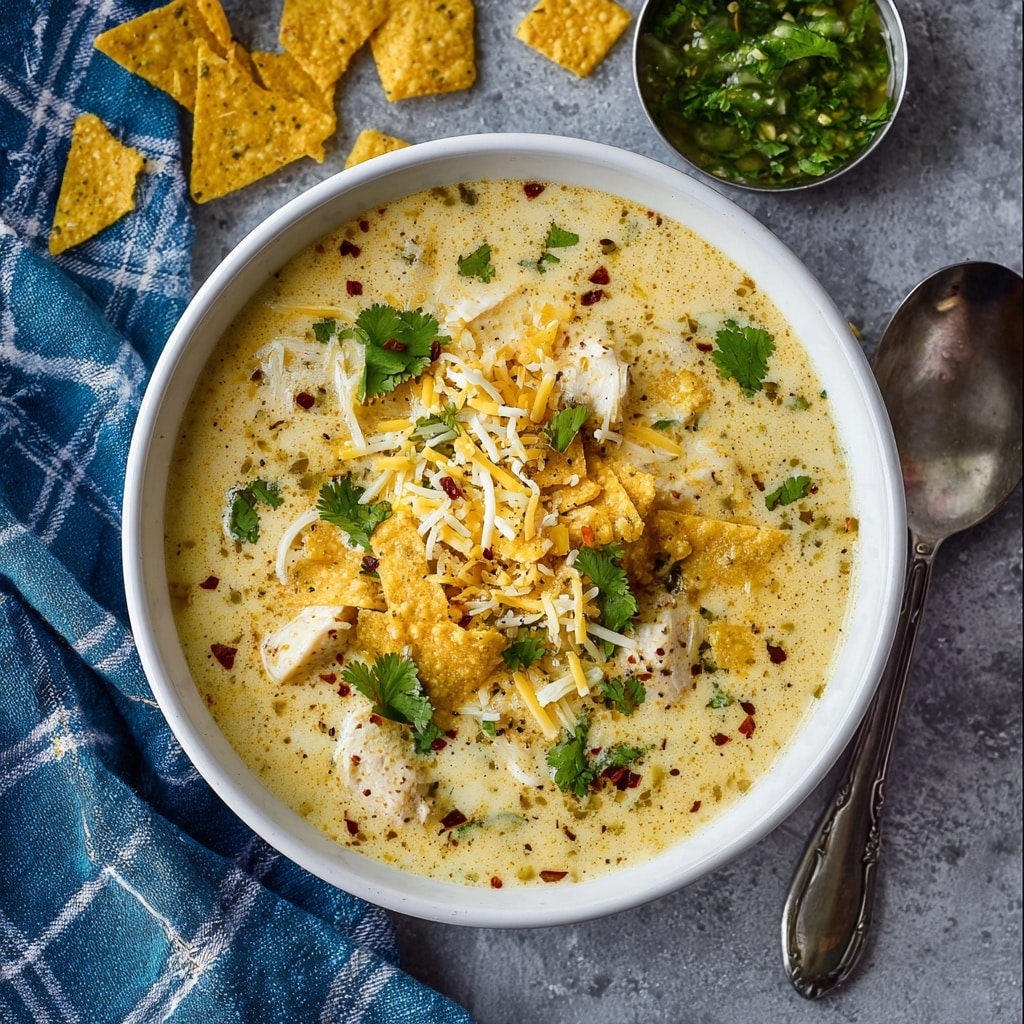 Creamy Green Chili Tortilla Soup Recipe - Recipe Image