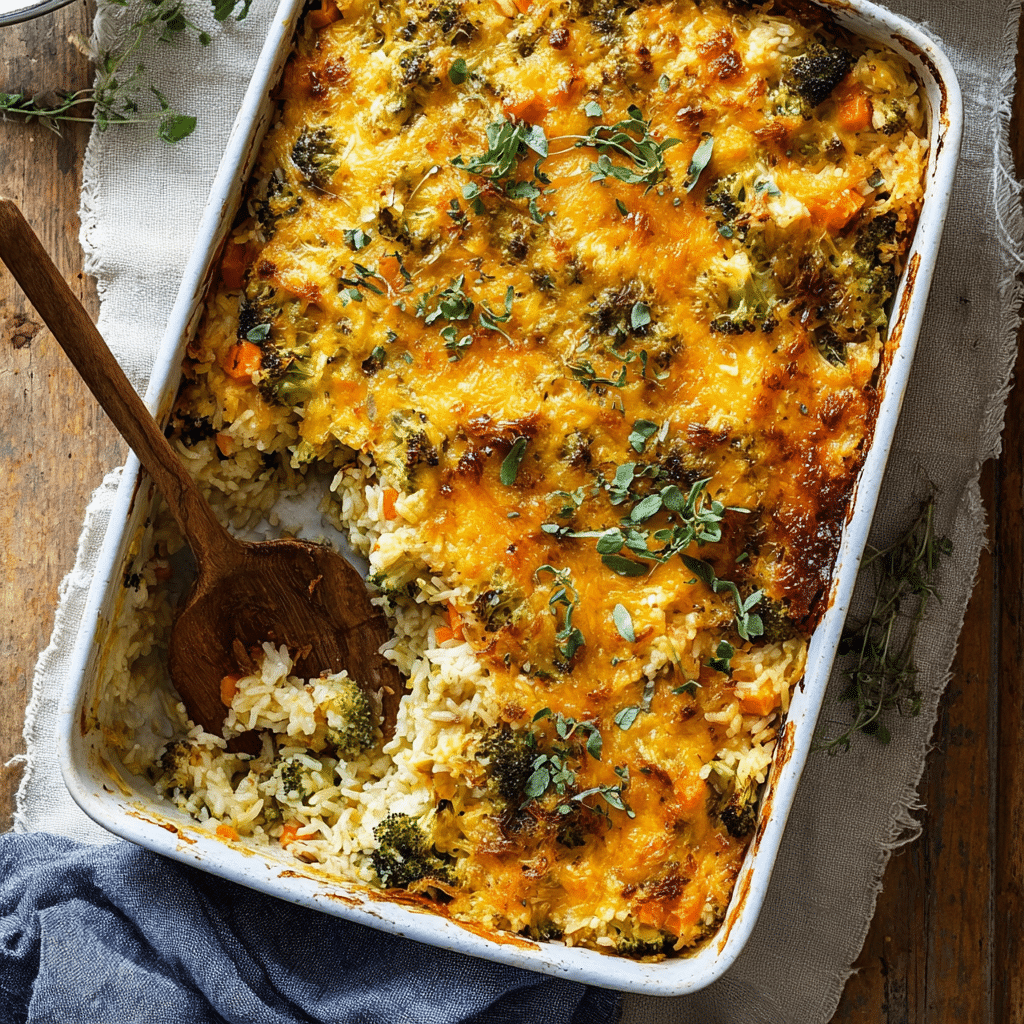 Broccoli Cheddar Chicken and Rice Casserole Recipe - Recipe Image