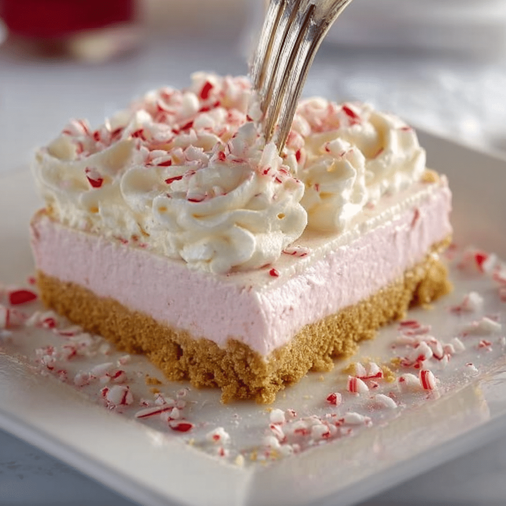No-Bake Peppermint Cheesecake Bars Recipe - Recipe Image