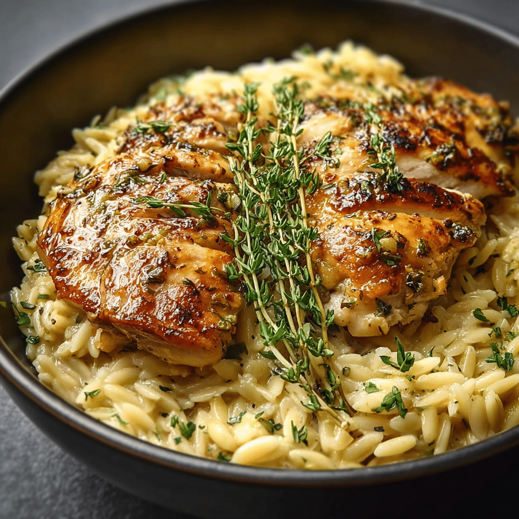 Slow Cooker Parmesan Herb Chicken Orzo Recipe - Recipe Image