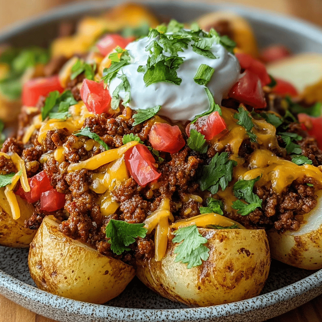 Taco Loaded Baked Potatoes Recipe - Recipe Image