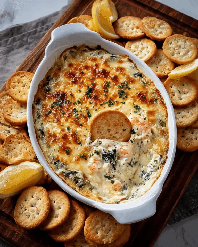 cheesy rich and creamy shrimp and crab spinach dip recipe